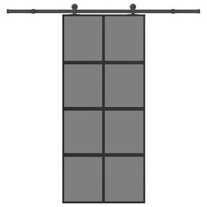 vidaXL Puerta corredera herrajes 90x205 cm vidrio templado y aluminio