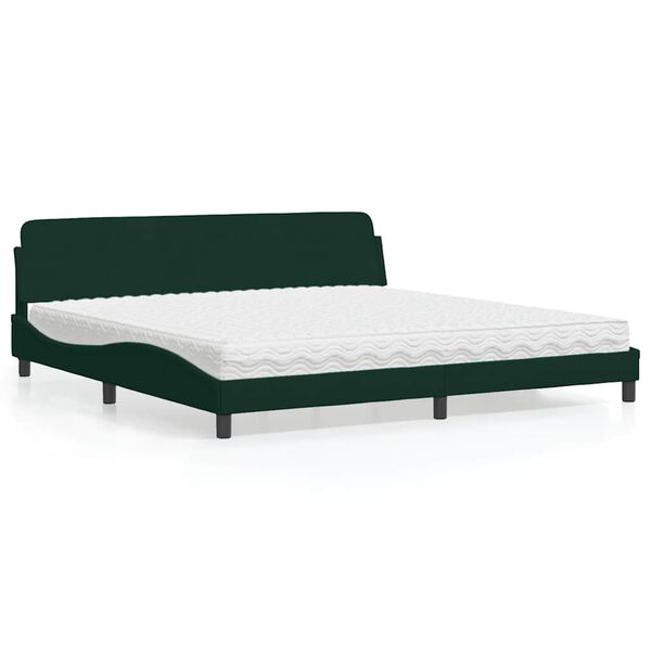 vidaXL Cama con colch&oacute;n Dover terciopelo verde oscuro 200x200 cm