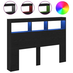 vidaXL Cabecero de cama con LED roble negro 140x17x102 cm