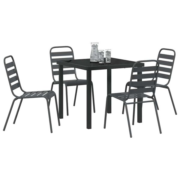 vidaXL Conjunto de Comedor de Jard&iacute;n 5 pcs Antracita
