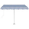 vidaXL Toldo autom&aacute;tico LED sensor de viento azul y blanco 300x250 cm