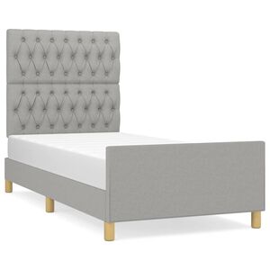 vidaXL Estructura de cama sin colch&oacute;n tela gris claro 90x190 cm
