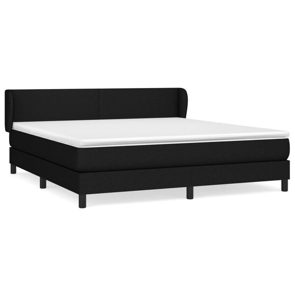 vidaXL Cama box spring con colch&oacute;n tela negro 180x200 cm
