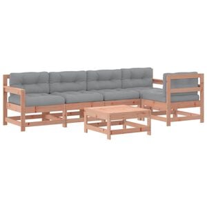 vidaXL Juego de muebles jard&iacute;n 6 pzas y cojines madera abeto Douglas