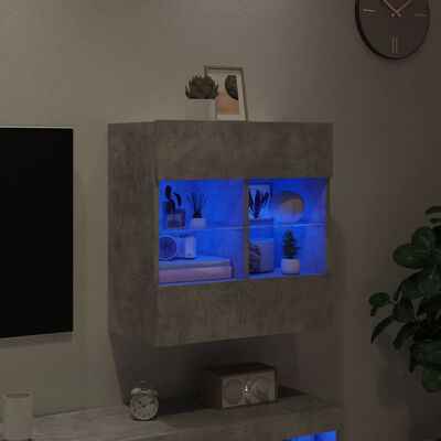 vidaXL Mueble TV de pared con luces LED gris hormigón 58,5x30x60,5 cm