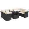 vidaXL Set de sof&aacute;s de jard&iacute;n y cojines 10 pzas rat&aacute;n sint&eacute;tico negro
