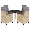 vidaXL Set comedor de jard&iacute;n 5 pzas con cojines rat&aacute;n sint&eacute;tico beige