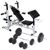 vidaXL Banco musculaci&oacute;n con soporte pesas, pesas y mancuernas 90 kg