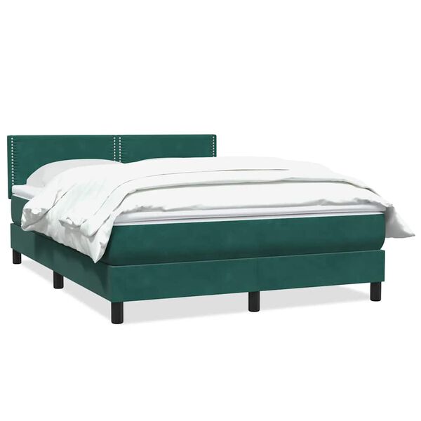 vidaXL Cama box spring con colch&oacute;n terciopelo verde oscuro 140x210 cm