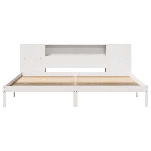 vidaXL Cama con estantería sin colchón madera maciza blanca 180x200 cm