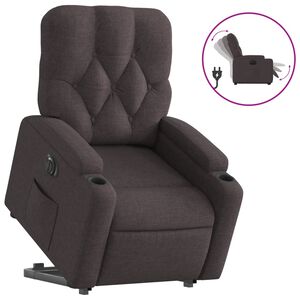 vidaXL Sill&oacute;n el&eacute;ctrico reclinable elevable de tela marr&oacute;n oscuro