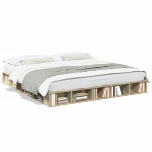 vidaXL Estructura de cama madera de ingenier&iacute;a roble Sonoma 200x200 cm