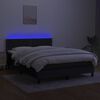 vidaXL Cama box spring colch&oacute;n y luces LED tela negro 140x200 cm