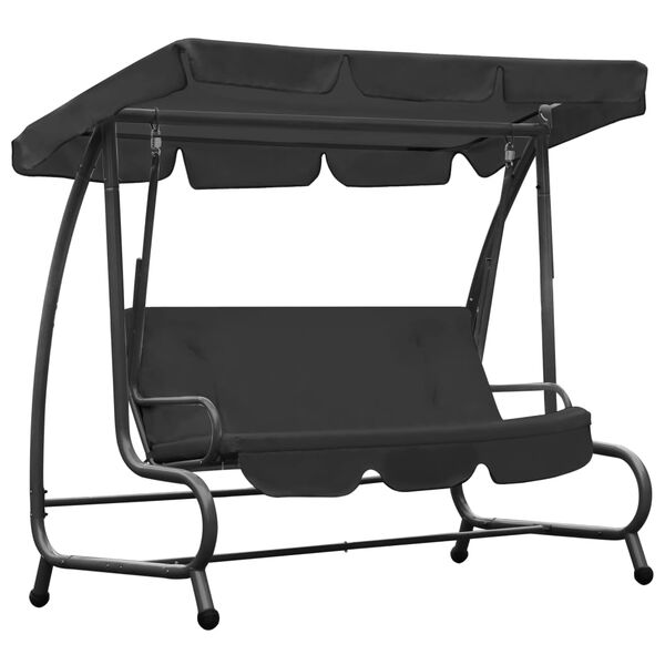 vidaXL Banco balanc&iacute;n de jard&iacute;n con dosel gris antracita