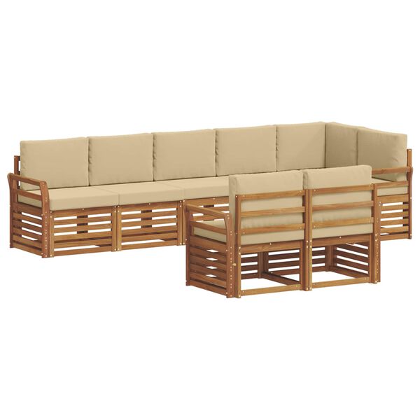 vidaXL Juegos de sof&aacute;s 8 pcs Natural y Beige Madera de Acacia S&oacute;lida
