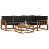 vidaXL Conjunto de sof&aacute;s de exterior con coj&iacute;n 5 pcs Natural y negro