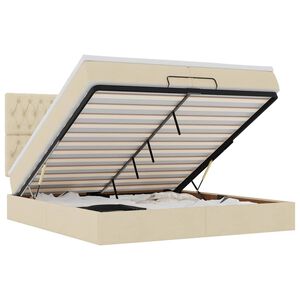 vidaXL Estructura de cama otomana con colchones tela crema 200x200cm