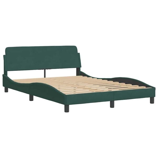 vidaXL Estructura cama sin colch&oacute;n terciopelo verde oscuro 140x200 cm