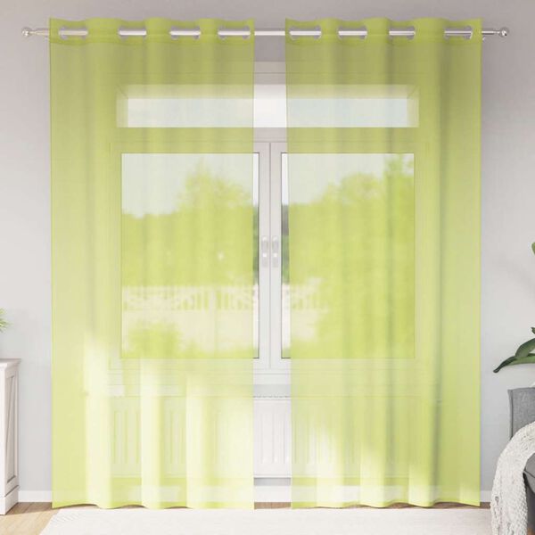 vidaXL Cortinas de gasa con ojales 2 uds verde manzana 140x245 cm
