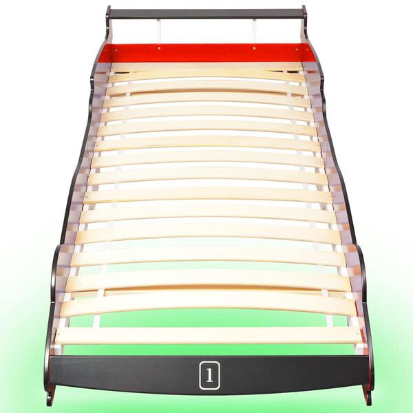 vidaXL Cama infantil con forma de coche carreras y LED 90x200 cm roja