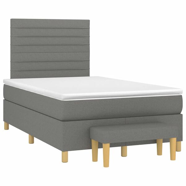 vidaXL Cama box spring con colch&oacute;n tela gris oscuro 120x190 cm