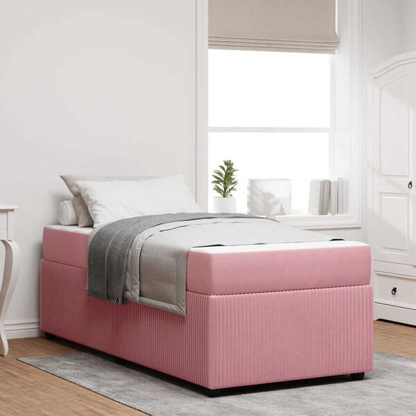vidaXL Estructura de cama con colch&oacute;n Rosa 90 x 200 cm tela