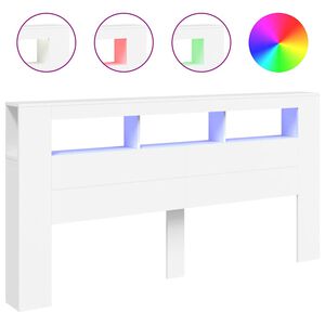 vidaXL Cabecero con LED madera de ingenier&iacute;a blanco 200x18,5x103,5 cm