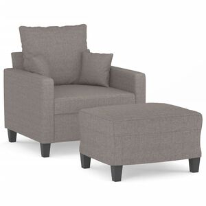 vidaXL Sill&oacute;n con taburete tela gris taupe 60 cm