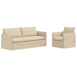 vidaXL Juego de Sof&aacute; 2 uds. Crema Tela