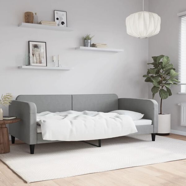 vidaXL Sof&aacute; cama sin colch&oacute;n tela gris claro 100x200 cm