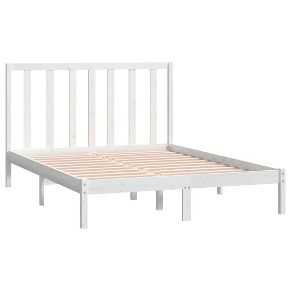 vidaXL Estructura de cama sin colch&oacute;n madera de pino blanco 135x190 cm