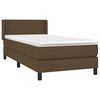 vidaXL Cama box spring con colch&oacute;n tela marr&oacute;n oscuro 90x190 cm