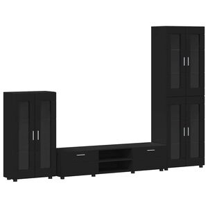 vidaXL Conjunto de mueble de TV FLORIN 3 pcs Negro