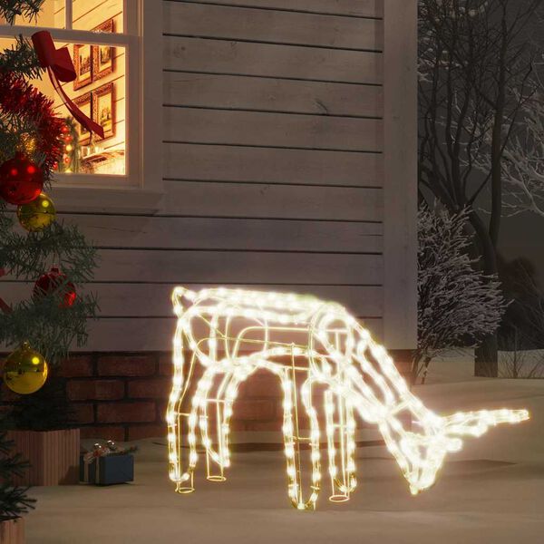 vidaXL Figura de reno de Navidad blanco c&aacute;lido 73x31x45 cm