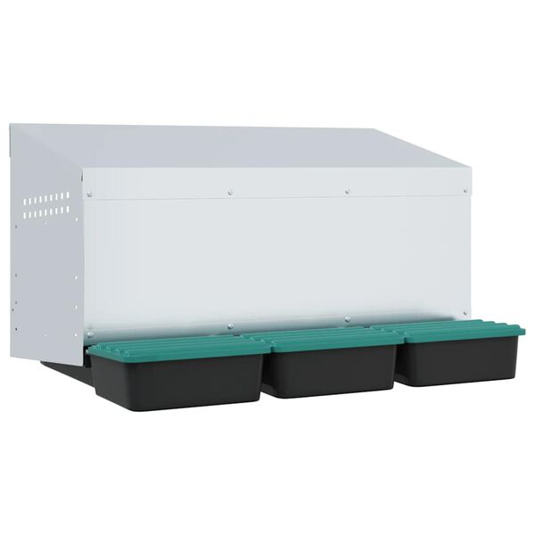 vidaXL Nido para gallinas con 3 compartimentos de acero galvanizado para montar en la pared