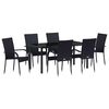 vidaXL Conjunto de Comedor de Jard&iacute;n 7 uds. Negro