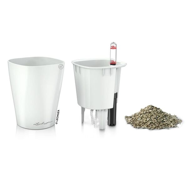 LECHUZA Maceta MINI DELTINI ALL-IN-ONE blanco brillante