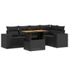 vidaXL Set de sof&aacute;s de jard&iacute;n 6 piezas y cojines rat&aacute;n sint&eacute;tico negro