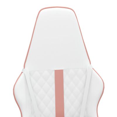 vidaXL Silla gaming cuero sintético blanco y rosa