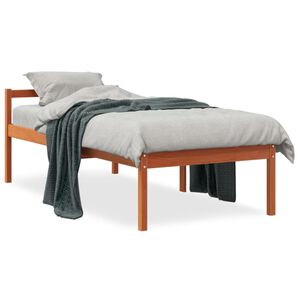 vidaXL Cama para mayores madera maciza de pino marr&oacute;n cera 90x200 cm