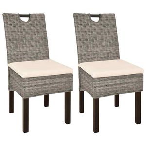 vidaXL Sillas de comedor 2 unidades rat&aacute;n kubu y madera de mango