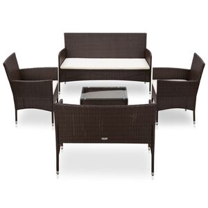 vidaXL Set muebles de jardín 5 piezas y cojines ratán sintético marrón