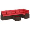 vidaXL Conjunto de sof&aacute; de jard&iacute;n 7 pcs Marr&oacute;n rat&aacute;n sint&eacute;tico
