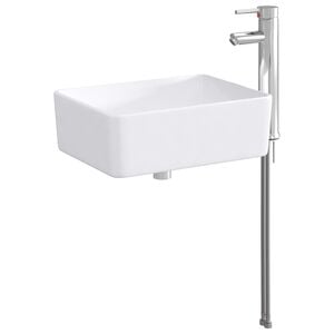 vidaXL Lavabo de ba&ntilde;o con grifo y desag&uuml;e Cromado 40,5 x 30,5 x 13 cm