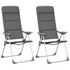 vidaXL Sillas de camping de aluminio 2 unidades gris 58x69x111 cm