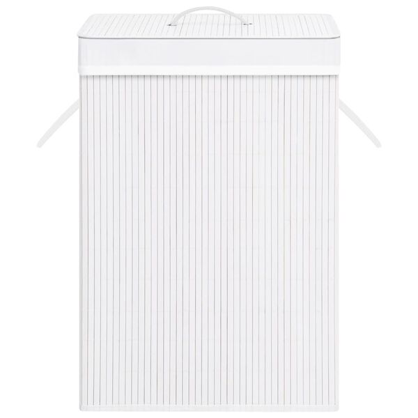 vidaXL Cesta para la ropa sucia de bambú de una sección blanca