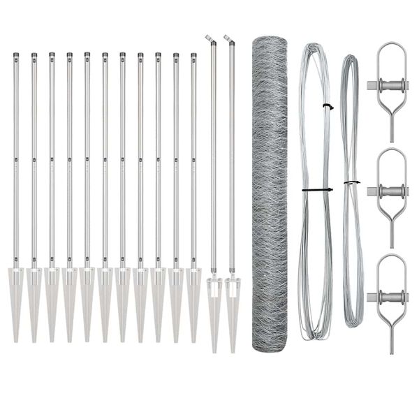 vidaXL Poste de Valla Plateado 25 x 1,4 m (malla de 36 mm) Acero