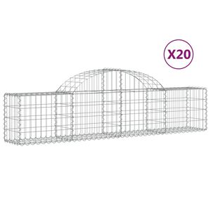 vidaXL Cestas de gaviones 20 uds forma de arco hierro 200x30x40/60 cm