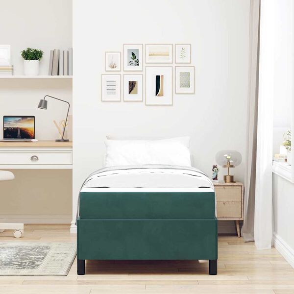 vidaXL Estructura de cama con colchón Verde oscuro 80 x 200 cm tela