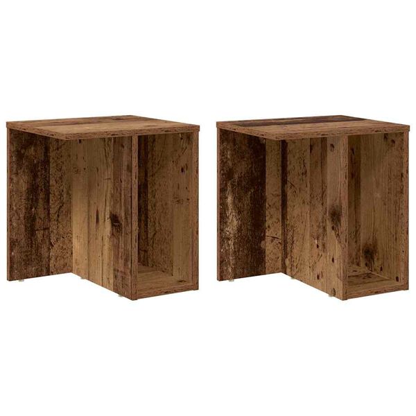 vidaXL Mesa Auxiliar 2 pcs Madera vieja 37 x 32 x 40 cm